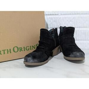 Earth Origins Black Suede Women's Ankle Boots 8.5W Distressed Toe & Heel